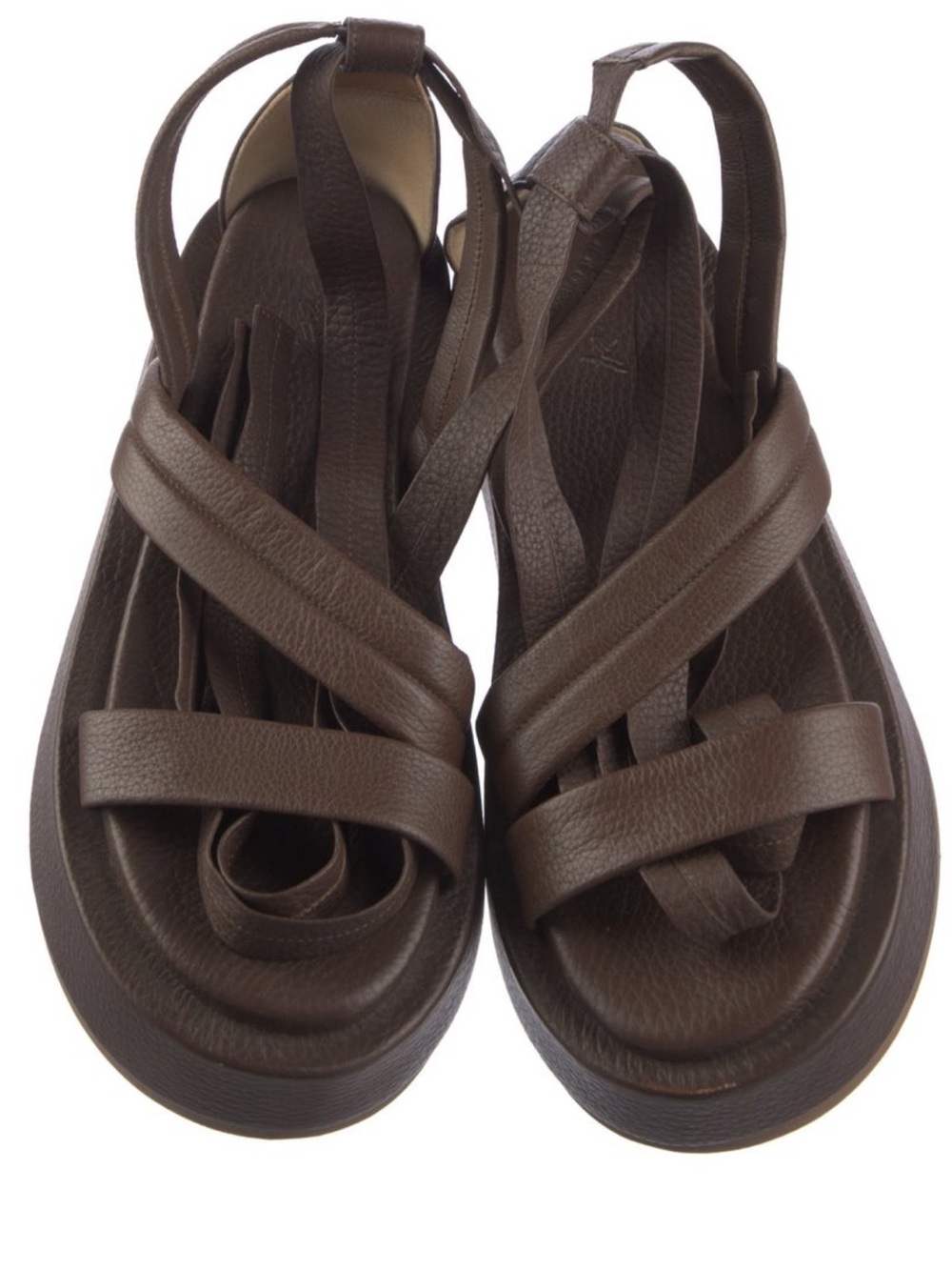 Marsèll Brown Leather Platform Wrap Sandals - Picture 2 of 6